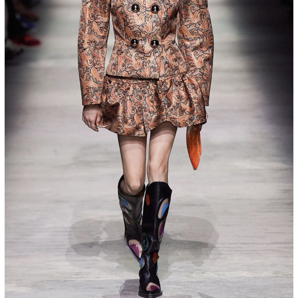 NWT Christopher Kane Paisley Mini Skirt Cupcake Satin Puff Runway 2020 Size 8